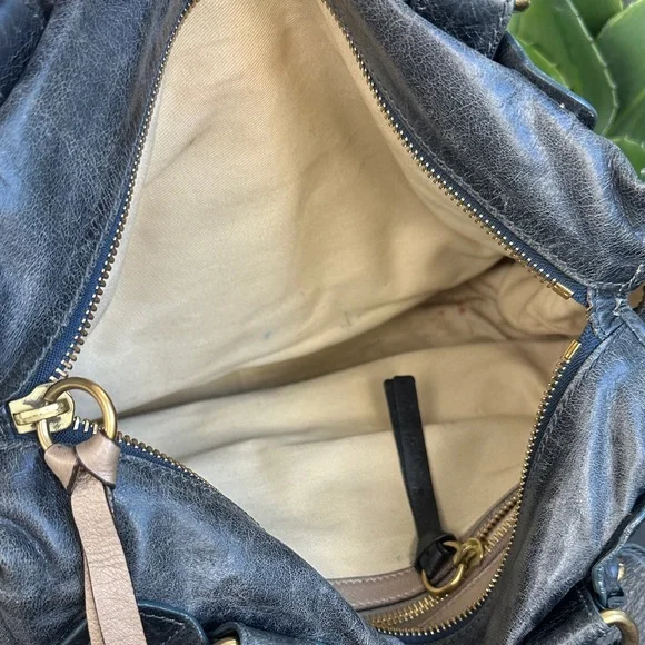 Chloé genuine leather bay bag blue/gray coloring Top Handle large purse - Picture 12 of 13